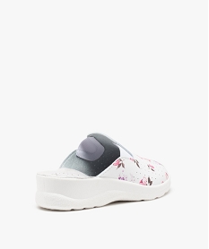 sabot confort femme a talon compense dessus imprime blancC046001_4