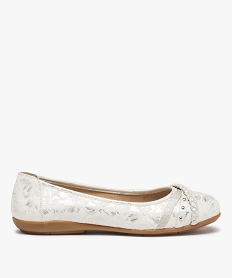 GEMO Ballerines femme à talon plat et dessus fantaisie Blanc