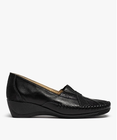BERMUDA BLEU MARIN CHAUSSURE PLAT NOIR:30385590445-Cuir agneau/Cuir agneau/Elastomere/Cuir agneau/