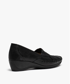 mocassins femme confort a talon compense dessus cuir noir mocassinsC047701_4