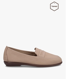 mocassins femme a talon plat dessus cuir uni - taneo beige mocassinsC048301_1