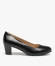 GEMO Escarpins femme à talon rainuré et bout rond dessus uni noir standard