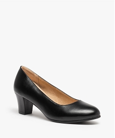 escarpins femme a talon rainure et bout rond dessus uni noir standardC050201_2
