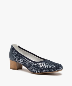 escarpins femme confort a talon et dessus suedine imprimee bleu escarpinsC051701_2