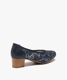 escarpins femme confort a talon et dessus suedine imprimee bleu escarpinsC051701_4