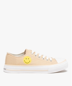 GEMO Baskets femme en toile tige basse – Smiley World beige standard