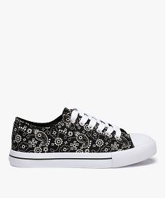 tennis femme en toile imprimee et bout renforce noir baskets et tennisC052101_1