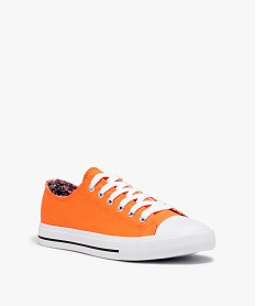 baskets femme en toile a bout renforce fermeture lacets orange baskets et tennisC052501_2