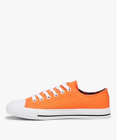 baskets femme en toile a bout renforce fermeture lacets orange baskets et tennisC052501_3