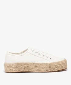 GEMO Tennis femme en toile dentelle unie à semelle plateforme blanc standard