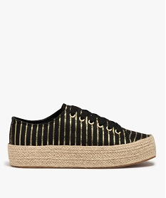 GEMO Baskets femme en toile à semelle plateforme noir standard