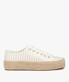 GEMO Baskets femme en toile à semelle plateforme blanc standard