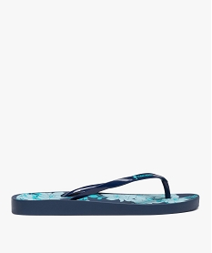 GEMO Tongs femme à semelle imprimée et brides fines - Copacabana Motif fleuri Bleu