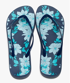 tongs femme a semelle imprimee et brides fines - copacabana motif fleuri bleu tongsC077701_4