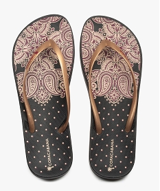 tongs femme a semelle imprimee et brides fines - copacabana motif indien noirC077801_4