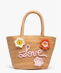 sac en paille fille forme cabas a fleurs multicolores beigeC079201_1