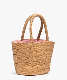 sac en paille fille forme cabas a fleurs multicolores beigeC079201_2