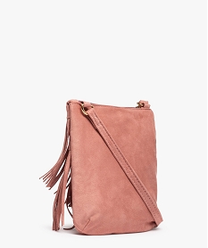 sac fille a franges toucher velours rose sacs et cartablesC079301_2