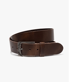 ceinture homme en cuir avec boucle en metal vieilli brunC082401_1