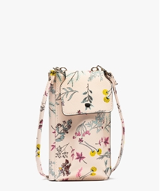 GEMO Pochette portefeuille femme à motifs fleuris Beige