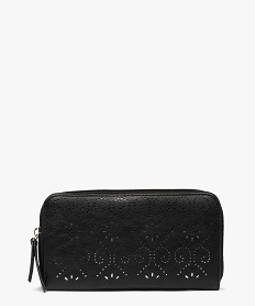 portefeuille femme zippe avec motif ajoure noir porte-monnaie et portefeuillesC084001_1
