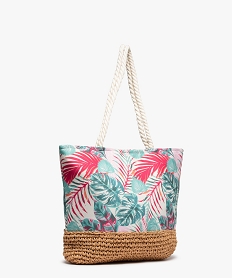 sac de plage femme en toile imprimee et paille multicolore cabas - grand volumeC086901_2