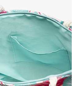 sac de plage femme en toile imprimee et paille multicolore cabas - grand volumeC086901_3