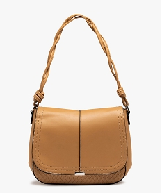 sac femme forme besace avec surpiqures et effet tresse beigeC088901_1