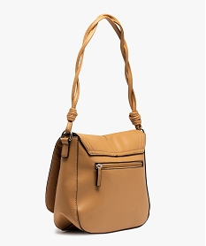 sac femme forme besace avec surpiqures et effet tresse beige sacs bandouliereC088901_2