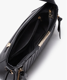 sac femme aspect tresse avec zips decoratifs noir sacs bandouliereC092001_3