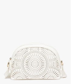 sac femme avec motifs ajoures sur l’avant blanc sacs bandouliereC093601_1