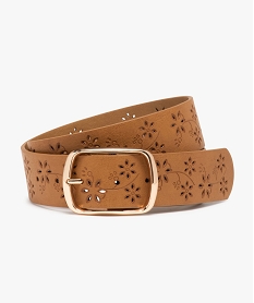 ceinture femme avec motifs perfores et boucle metallique orangeC095801_1