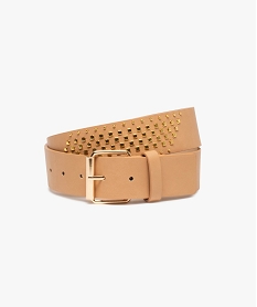 GEMO Ceinture femme large à clous dorés Beige