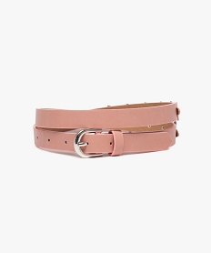 GEMO Ceinture femme fine à clous fleurs en relief Rose