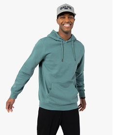 sweat homme a capuche interieur molletonne vert sweatsC099801_1