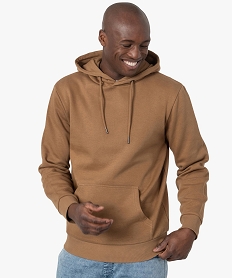 sweat homme a capuche interieur molletonne brun sweatsC100201_1