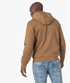 sweat homme a capuche interieur molletonne brun sweatsC100201_3