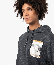 sweat homme a capuche aspect chine grisC100801_2