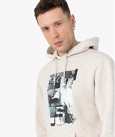 sweat homme a capuche avec motif statue grecque beigeC102101_2