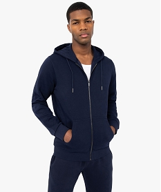 sweat zippe a capuche homme bleu sweatsC102501_2