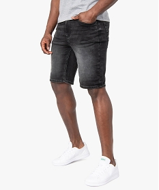 bermuda homme en jean delave noir shorts en jeanC104101_1