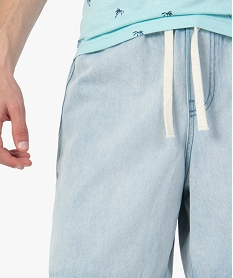 bermuda homme en jean avec ceinture elastiquee bleuC104601_2