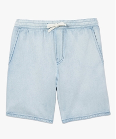 bermuda homme en jean avec ceinture elastiquee bleu shorts en jeanC104601_4