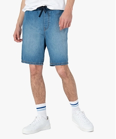 bermuda homme en jean avec ceinture elastiquee grisC104701_1
