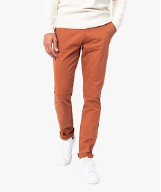 GEMO Pantalon chino en coton stretch coupe Slim homme marron standard