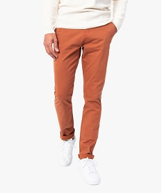 pantalon chino homme en coton stretch brun pantalons de costumeC104801_1