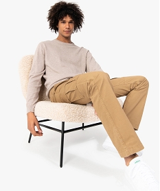 pantalon homme baggy avec bas ajustable beige pantalons de costumeC105001_1