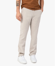 pantalon homme en lin et coton avec taille ajustable beige pantalonsC106601_1