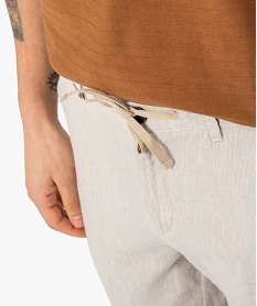 pantalon homme en lin et coton avec taille ajustable beige pantalons de costumeC106601_2