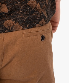 pantalon homme en lin et coton avec taille ajustable brun pantalons de costumeC106701_2